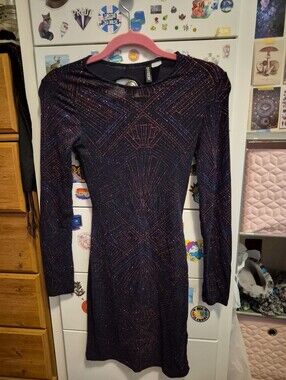 Divided Geometric Bodycon Long Sleeve Backless Dress